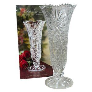 Vintage Noble Excellence Chantilly 24 % Lead Crystal Ornate Vase 10 1/4" Tall